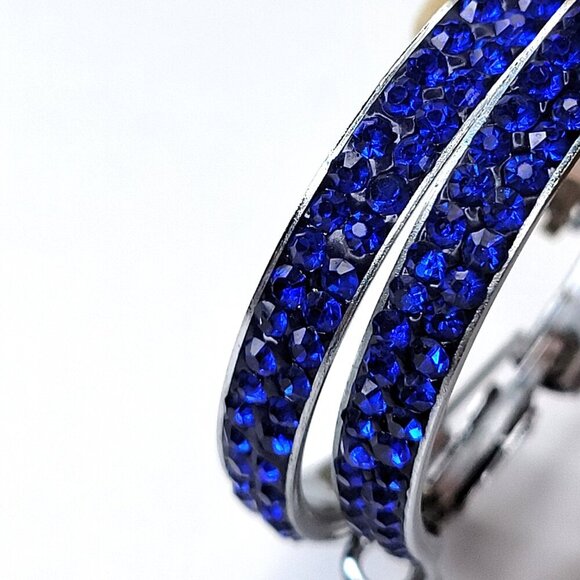 Round Blue Earrings - Picture 2 of 4